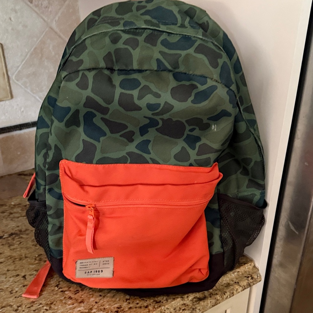 GAP Kids Camo and Orange Backpack
